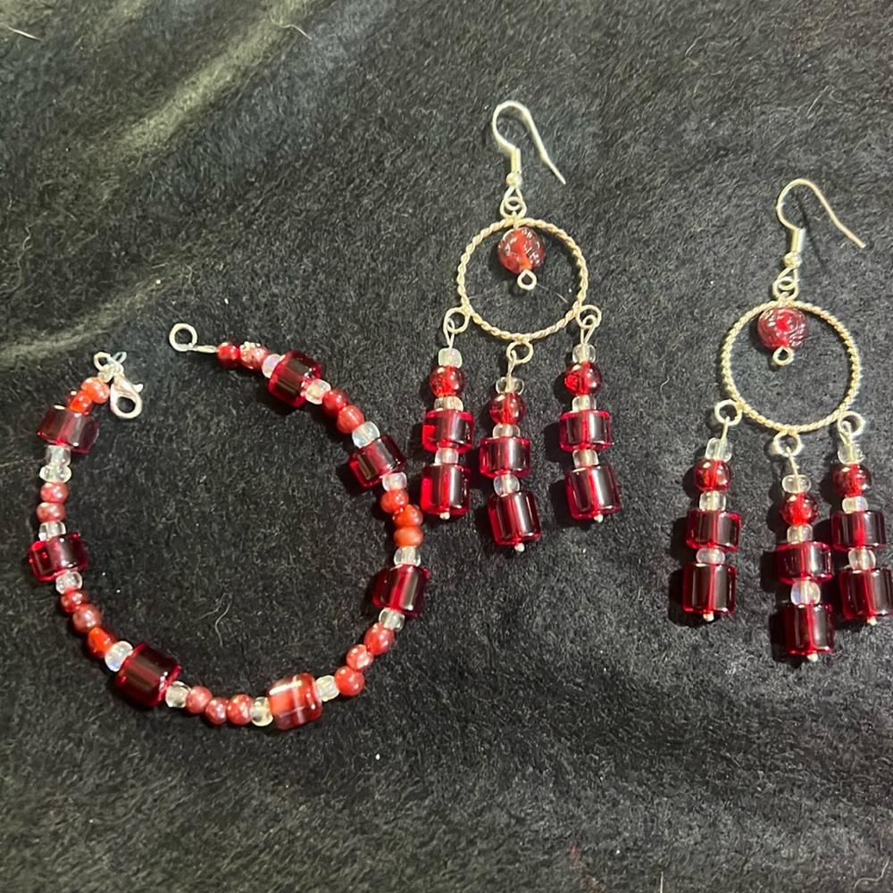 Earrings and matching bracelet